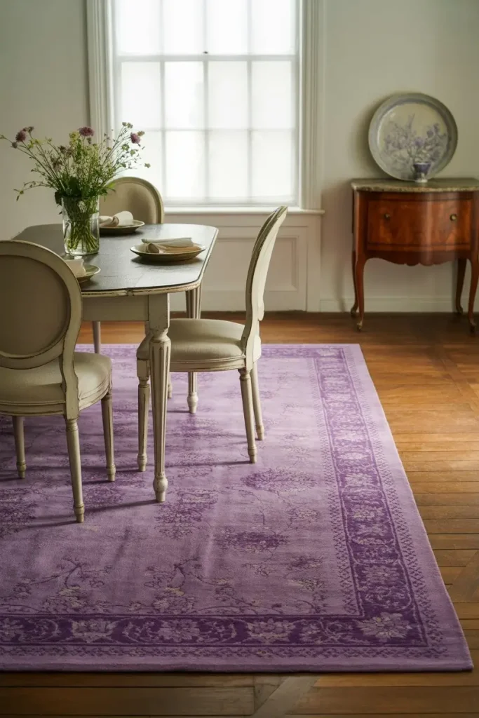 Use Purple Rugs to Anchor the Room