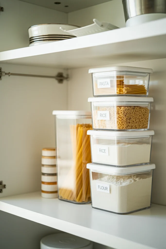 Use Stackable Containers in Cabinets