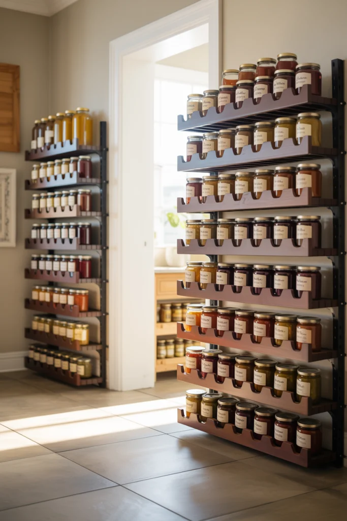 Use Wine Racks for Canning Jar Storage