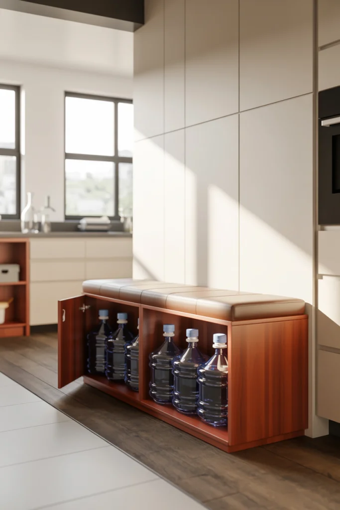 Use a Storage Bench with Hidden Compartments