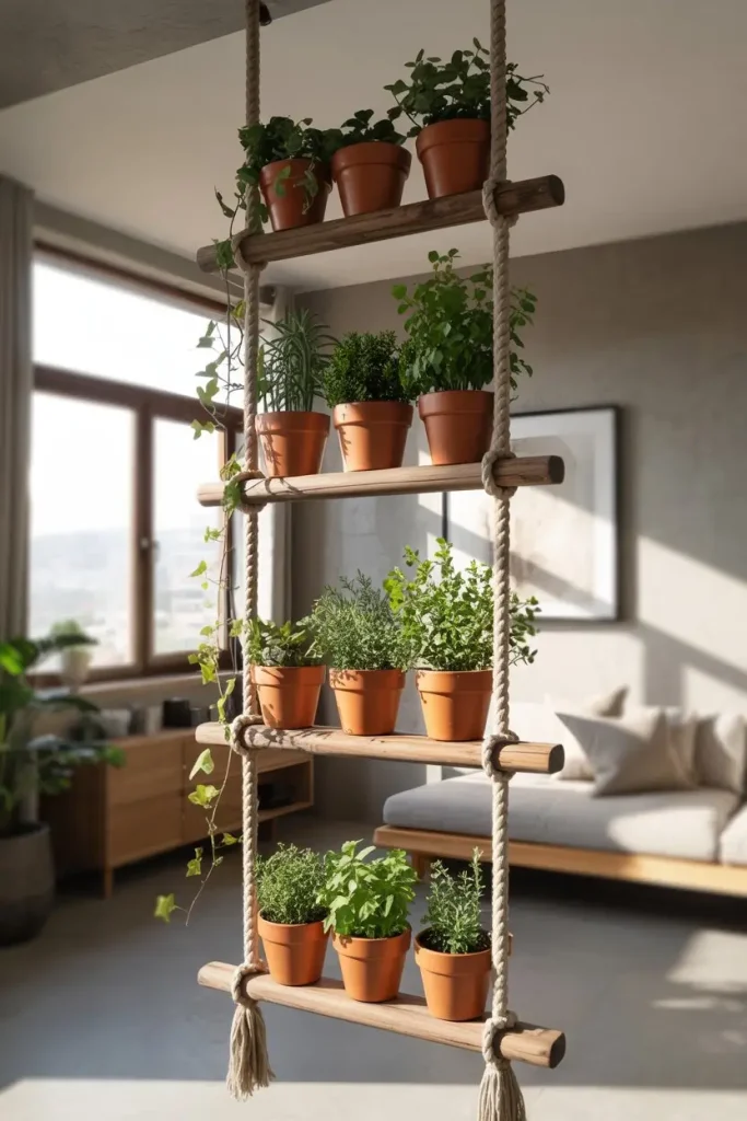Vertical Rope Ladder Hanging Planters