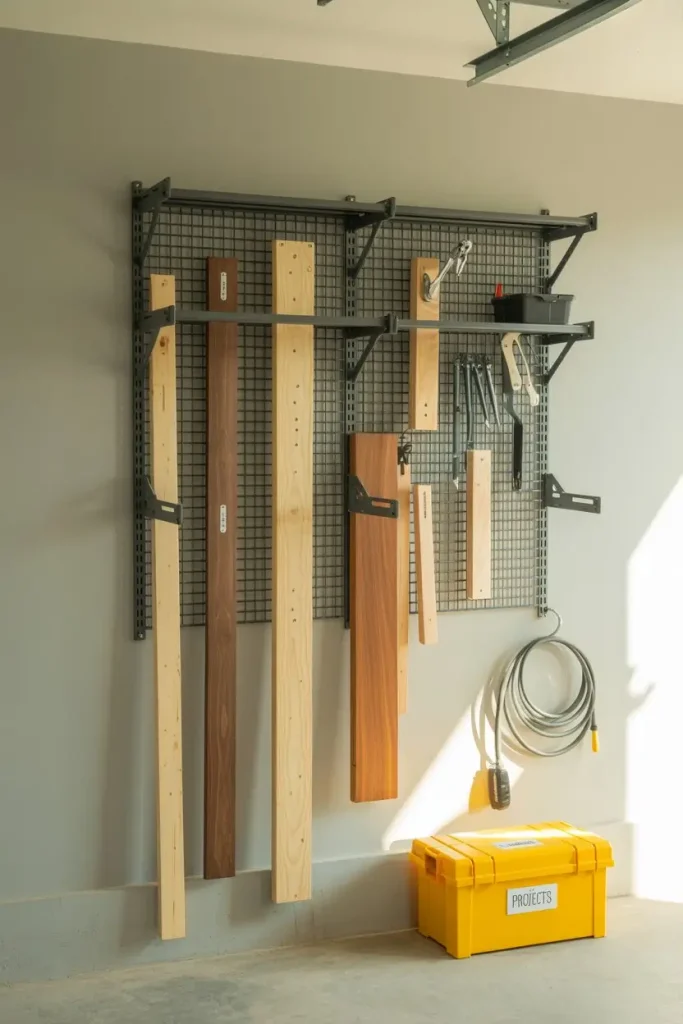 Wall Grid Systems with Hooks and Brackets