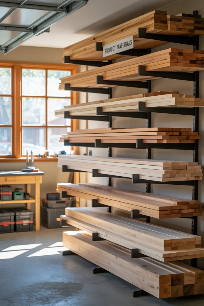 Wall-Mounted Lumber Rack for Vertical Efficiency