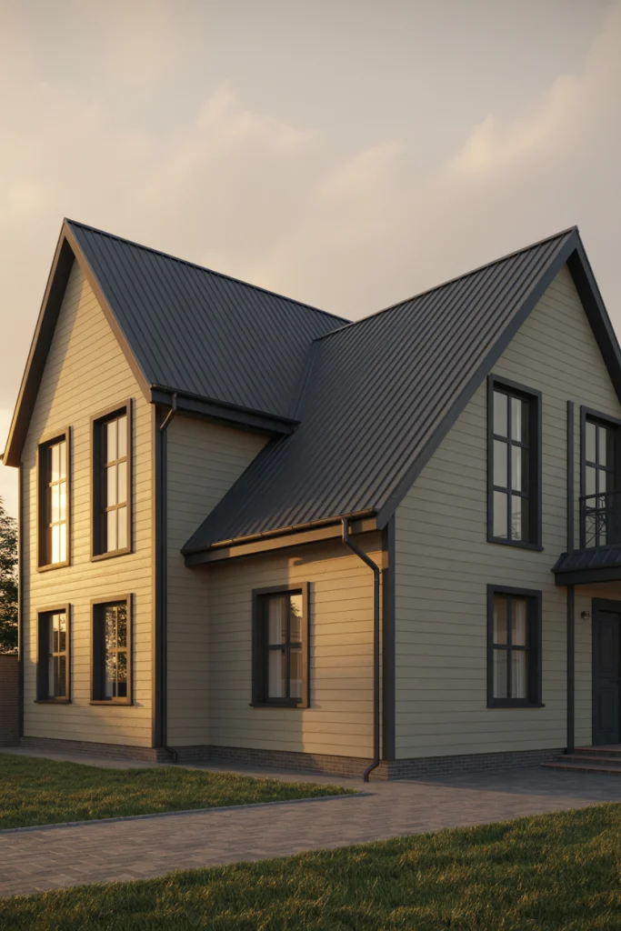 Warm Grey with Black Rooflines
