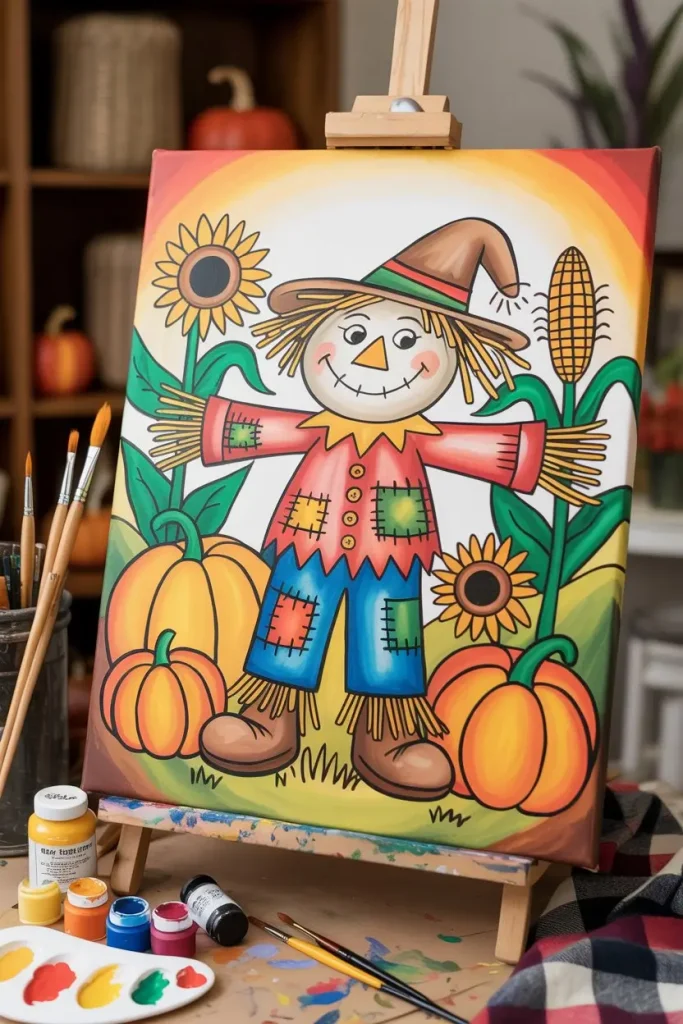 Whimsical Scarecrow Canvas Art