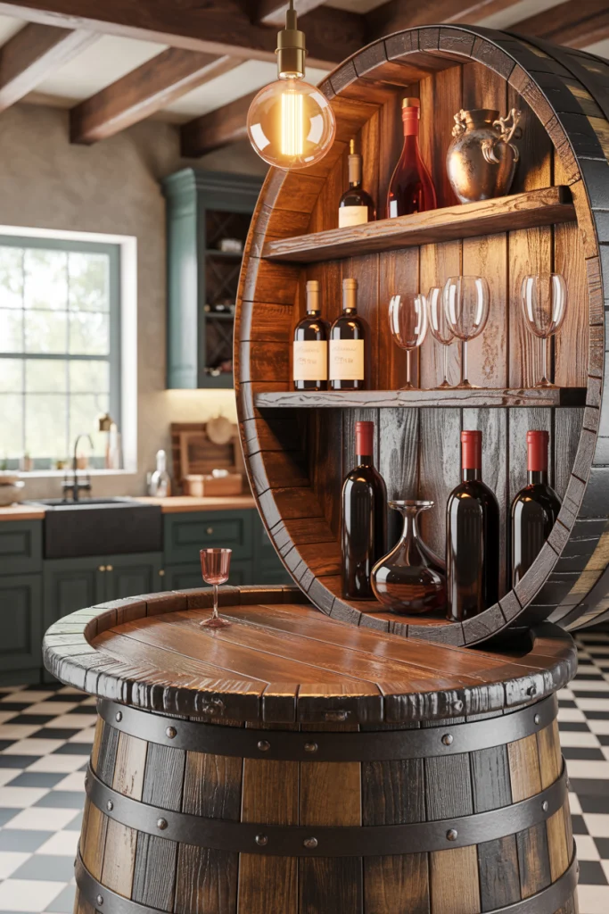 Wine Barrel Bar with Character