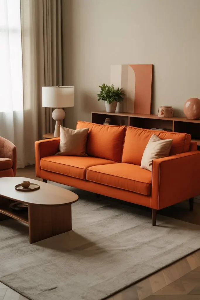 Work with scale: choose furniture to match the sofa size