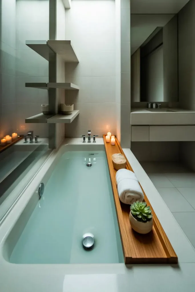Add a Ledge Along One Side of the Tub