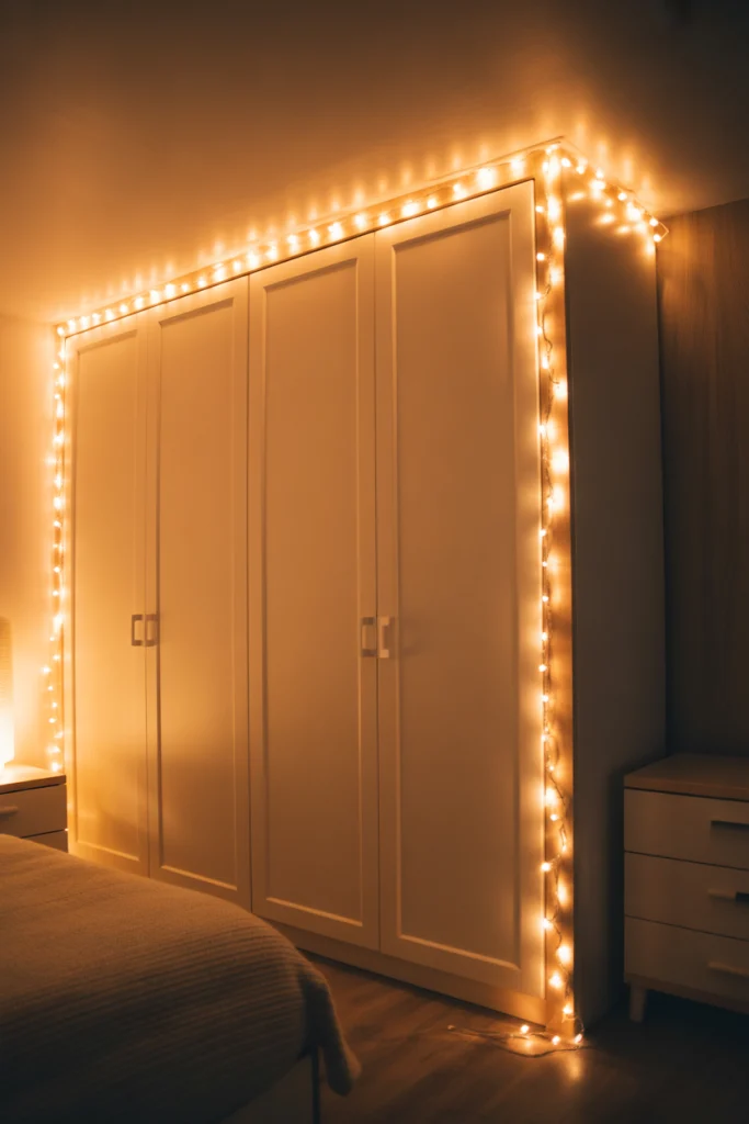 14. Wardrobe Edge Lighting for Soft Outlines