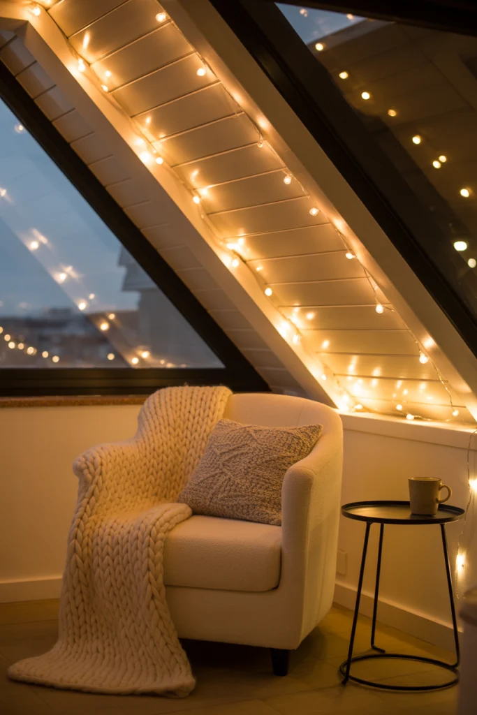 16. Loft Nook Fairy Lighting for Hidden Magic