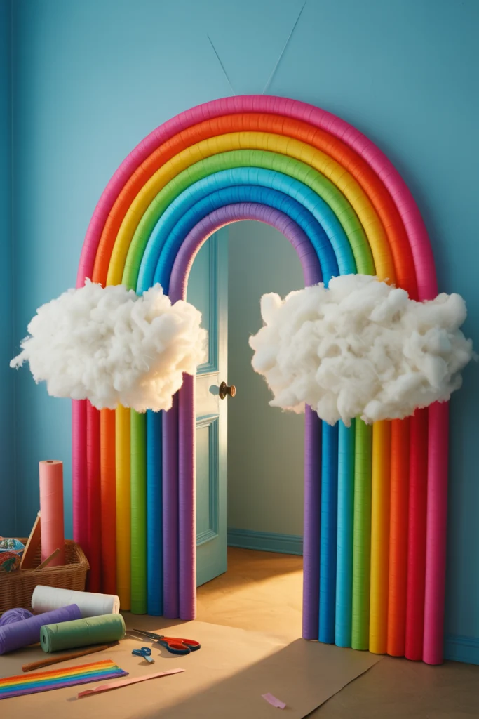 3D Rainbow with Cotton Cloud Corners