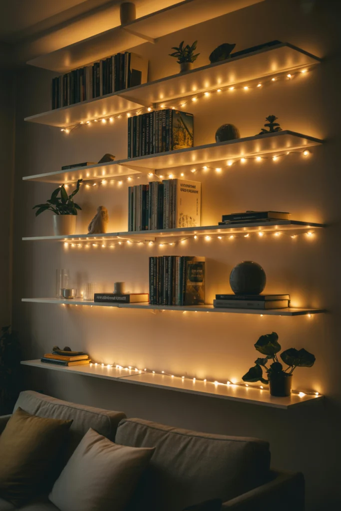 Floating Shelves with Under-Light Glow