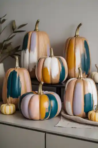 Abstract Art Wooden Pumpkins