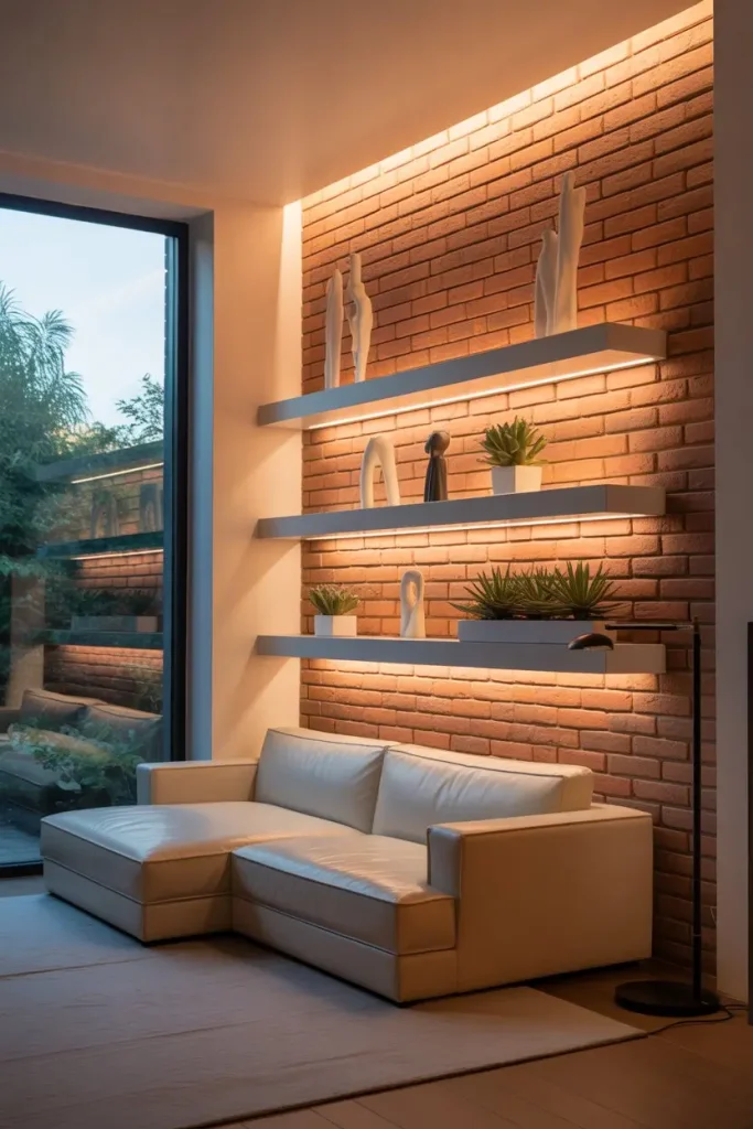 Backlit Brick Walls for Subtle Luxury
