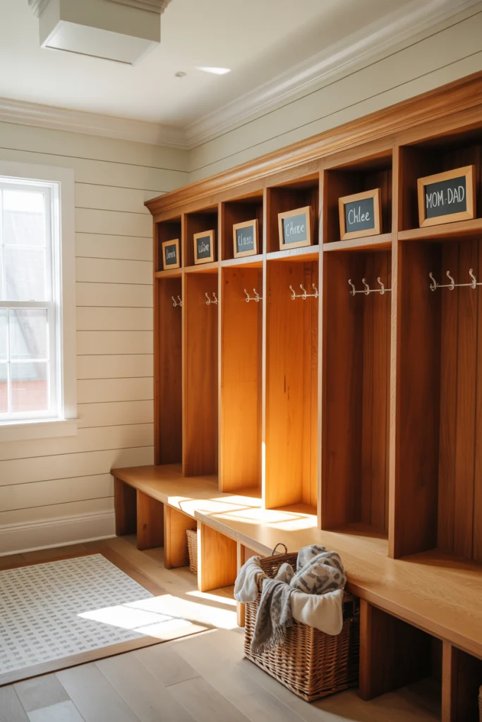 Bench Framed with Lockers for Each Person
