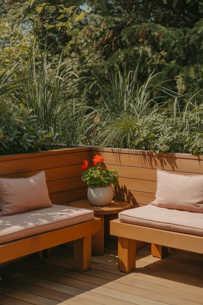 Benches with Planters as Backrests