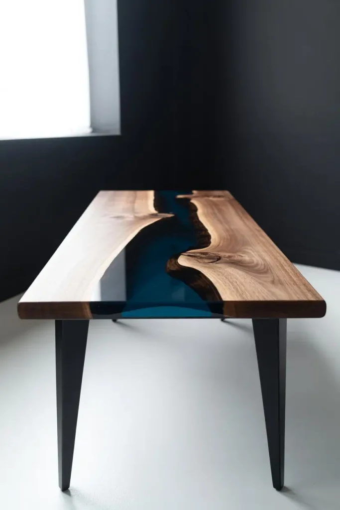 Black Epoxy River Table for Dramatic Style