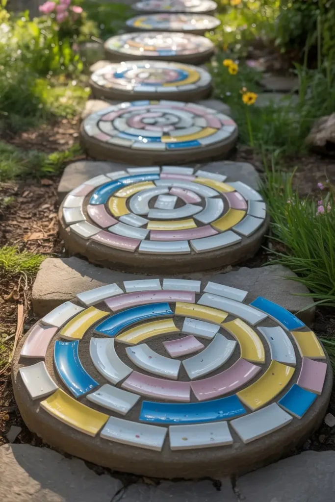 Broken China Mosaic Garden Stepping Stones