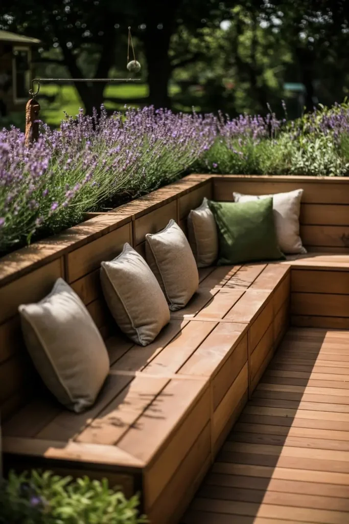 Built-In Benches with Hidden Planter Ends