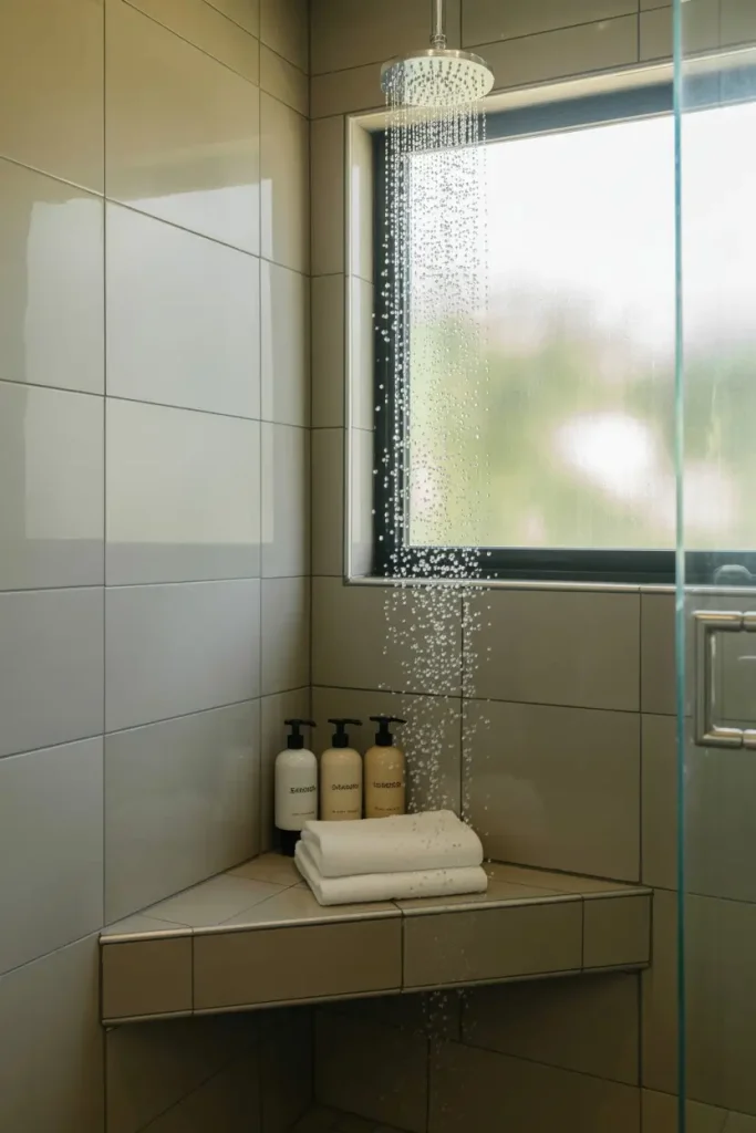 Built-In Corner Shower Bench