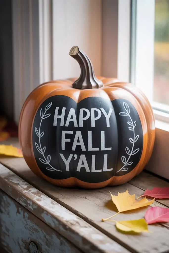 Chalkboard Painted Wooden Pumpkins for Seasonal Notes
