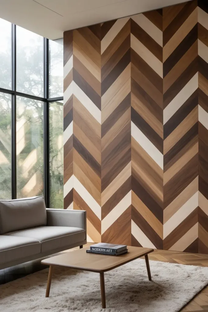 Chevron and Herringbone Wood Wall Patterns