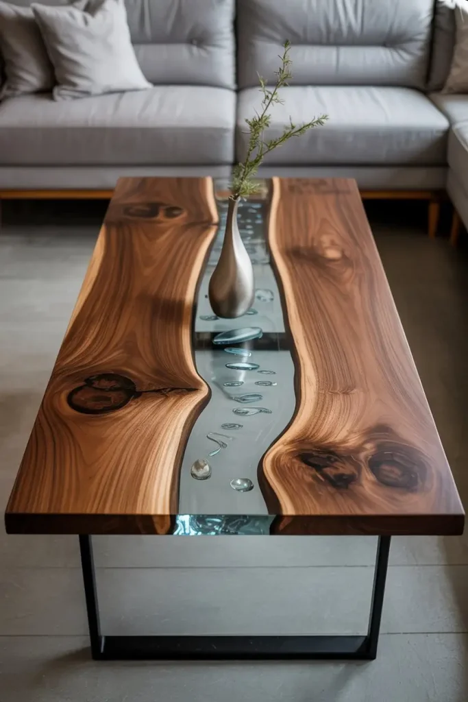 Classic Epoxy River Table with Clear Flow