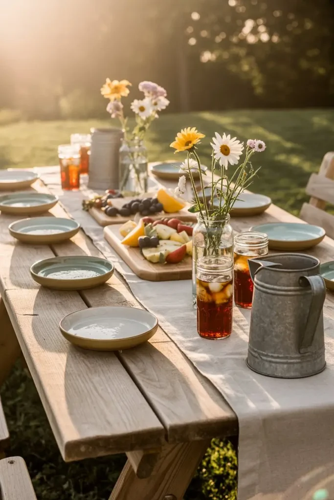 Classic Rustic Wood Table Setup