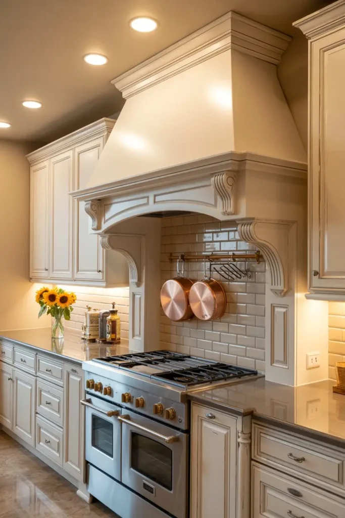 Classic White Cabinet Range Hood with Trim