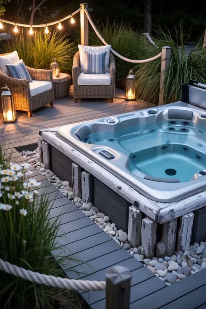 Coastal-Inspired Hot Tub Retreat