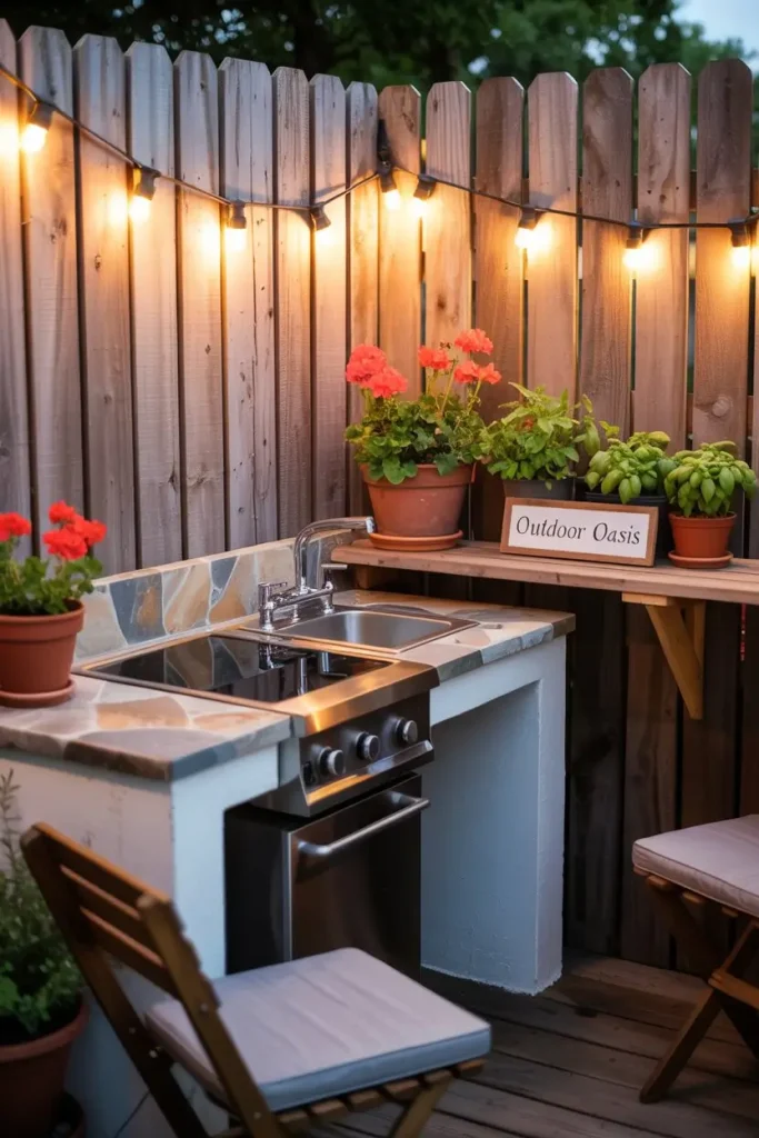 Compact Corner Kitchen for Small Yards