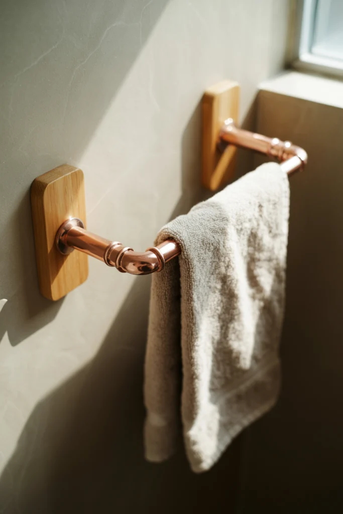 Copper and Wood Rustic Rack