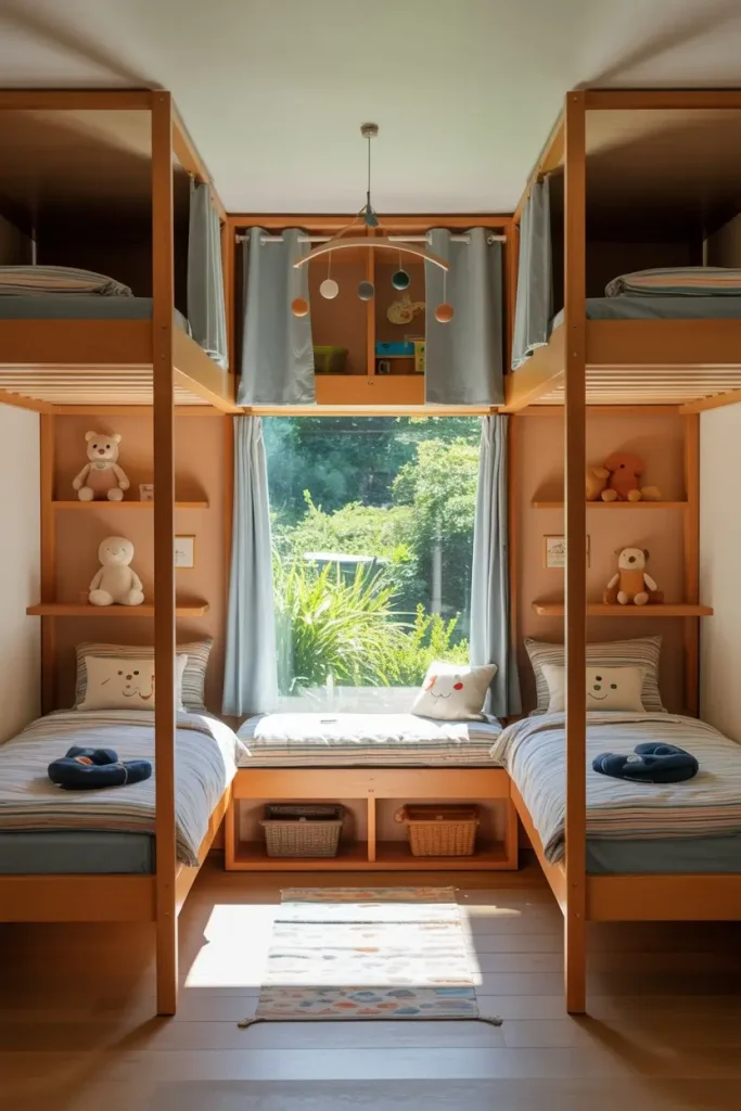 Corner Quad Bunk Beds for Efficient Layouts