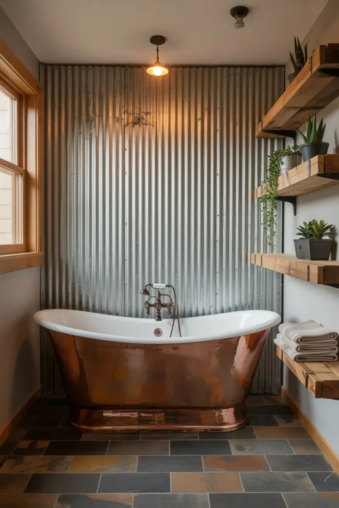 Corrugated Metal Accent Walls for Rustic Warmth