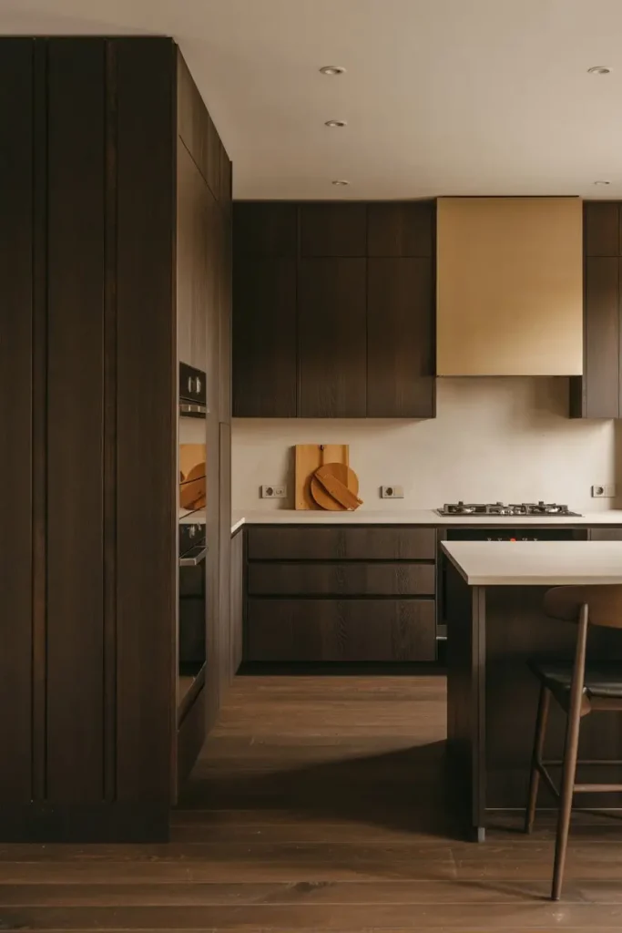 Dark Stained Wainscoting for Dramatic Kitchens