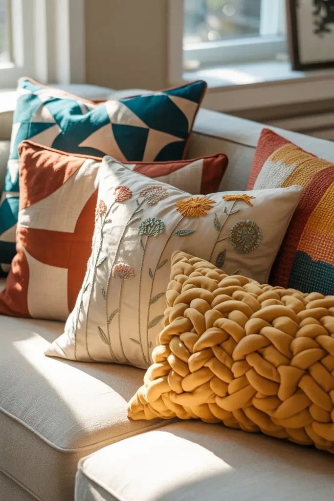 Decorative Throw Pillows with Handmade Covers