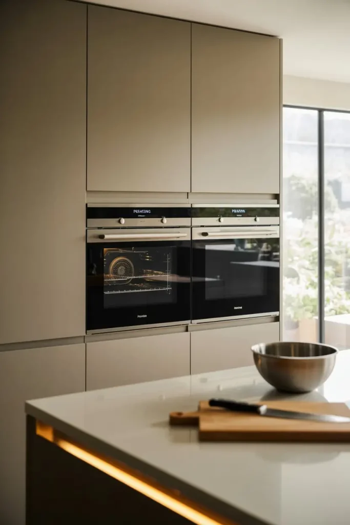Double Oven Cabinets with Smart Technology Integration