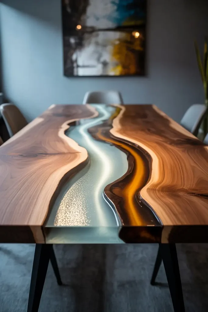 Double River Table with Two Flowing Streams
