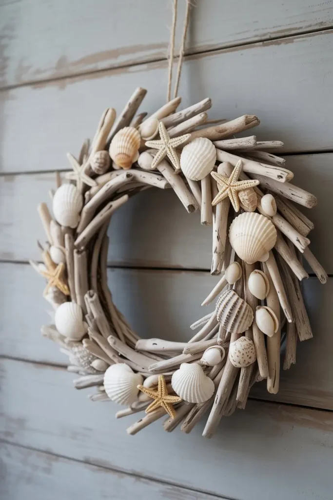 Driftwood and Seashell Wreath for Rustic Coastal Vibes