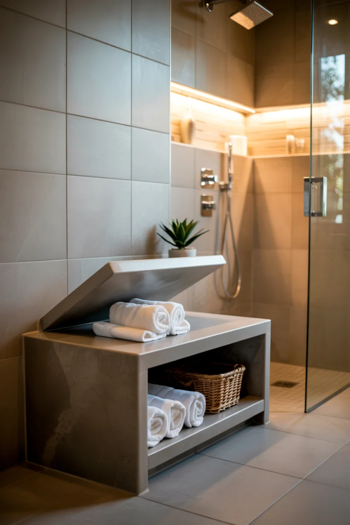 Dual-Purpose Shower Bench with Storage