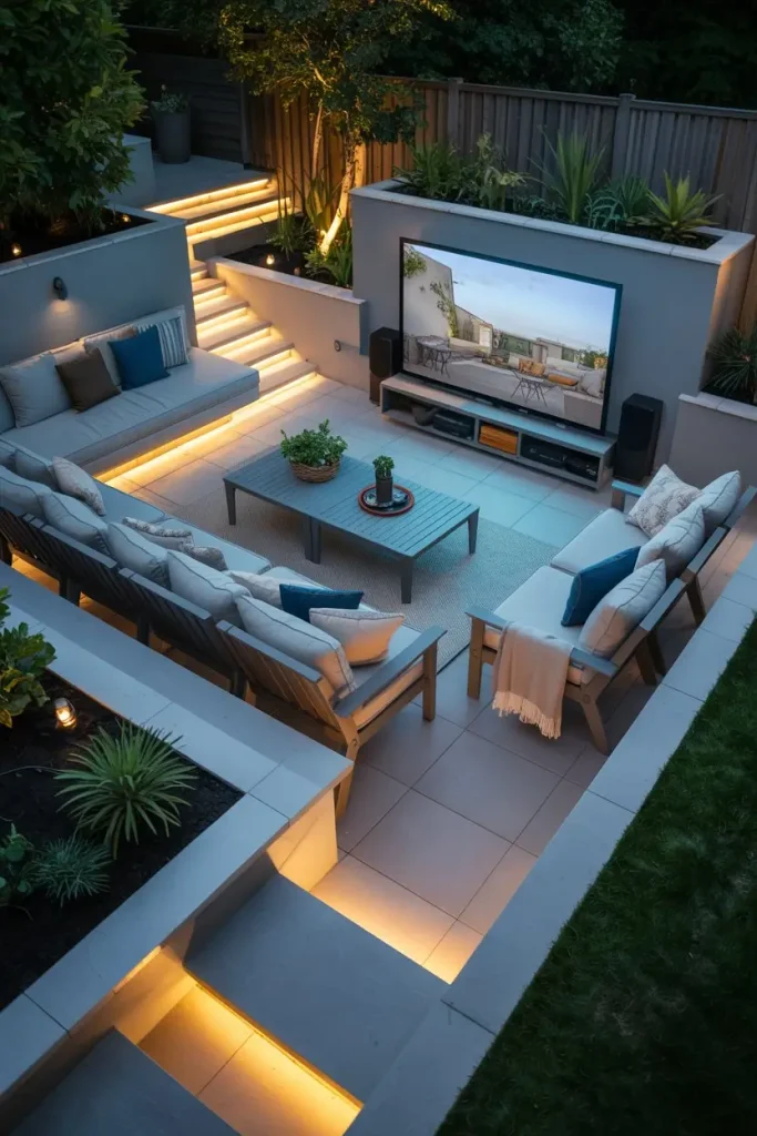Entertainment-Focused Patio with Theater Seating