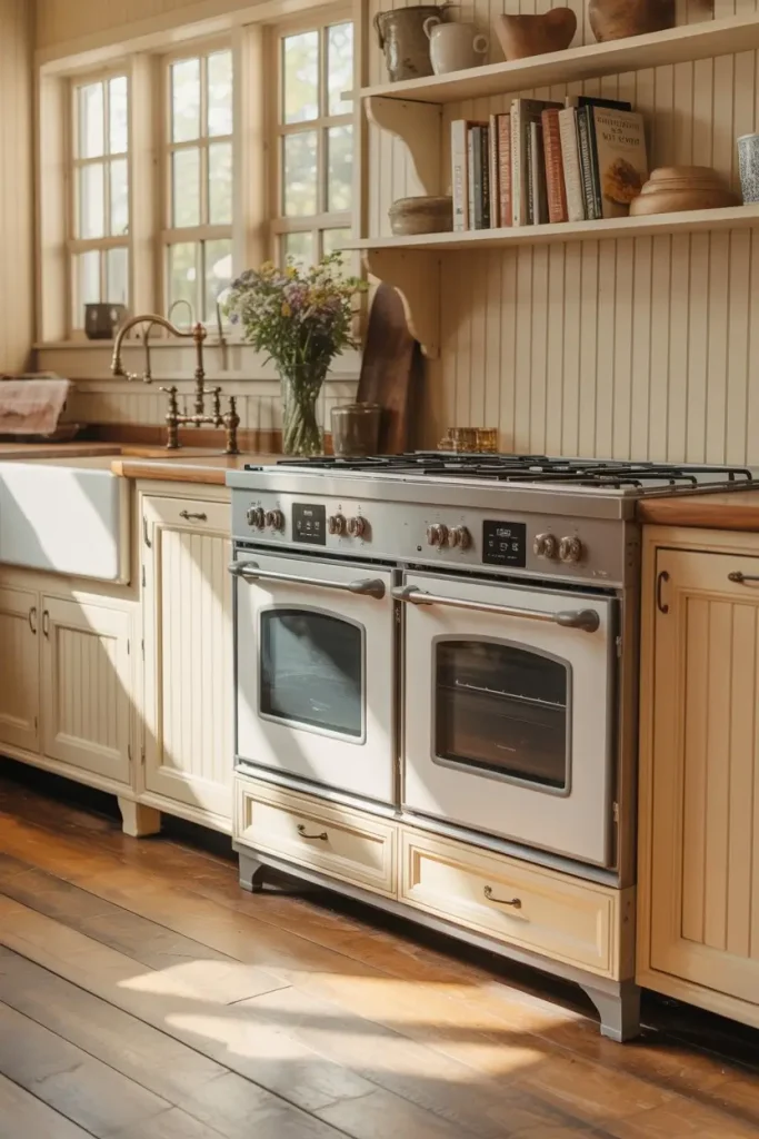 Farmhouse-Style Double Oven Cabinet Ideas