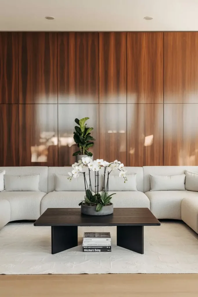 Floor-to-Ceiling Wood Panel Walls