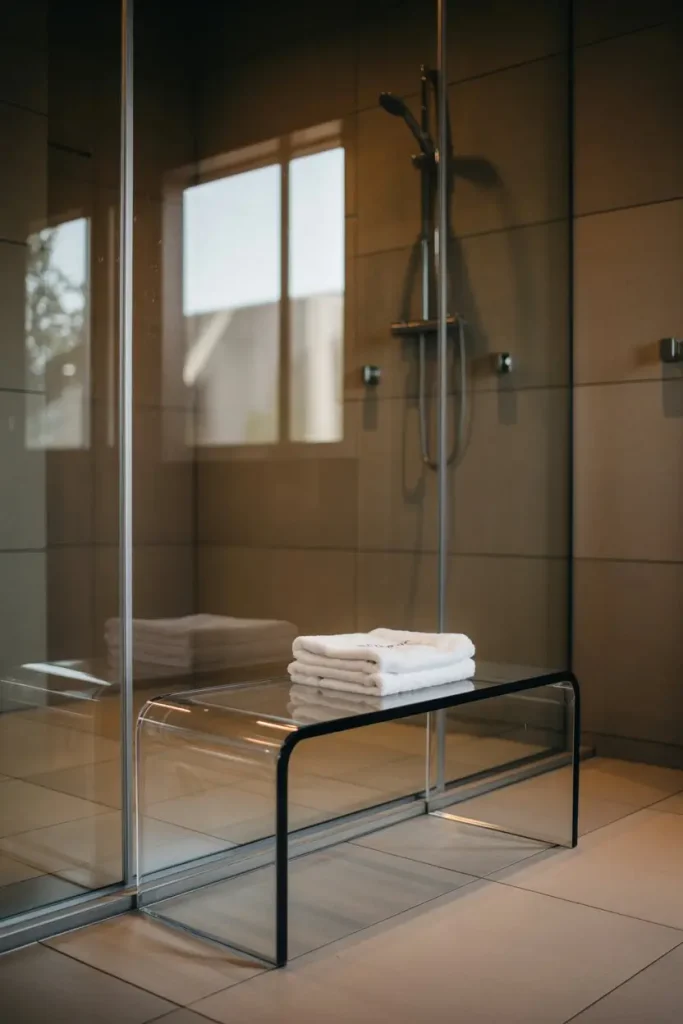Glass and Acrylic Shower Bench