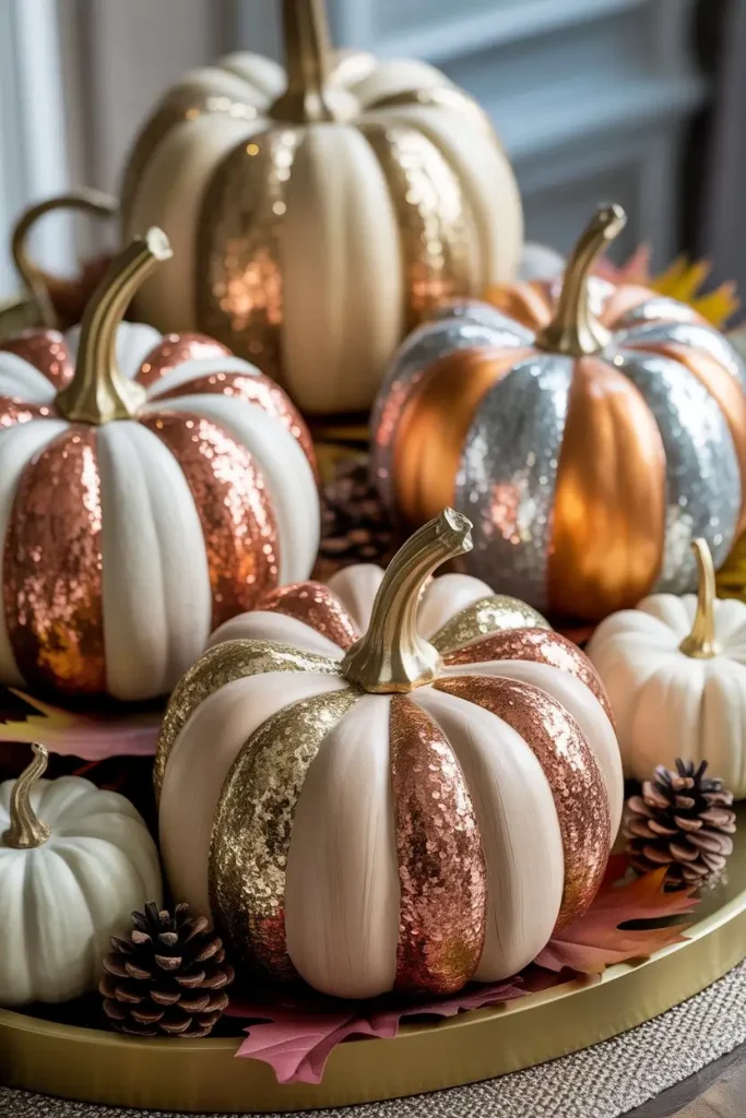 Glitter and Sparkle Accented Pumpkins