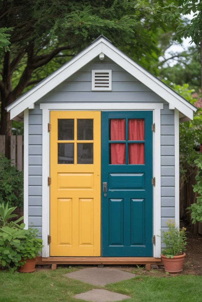 Grey with a Pop of Color on the Door