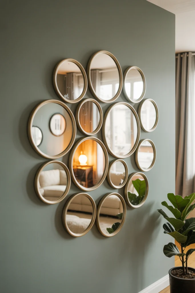 Grouped Small Round Mirrors for Playful Design