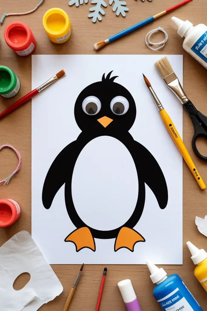 Handprint Penguin Art for Keepsakes