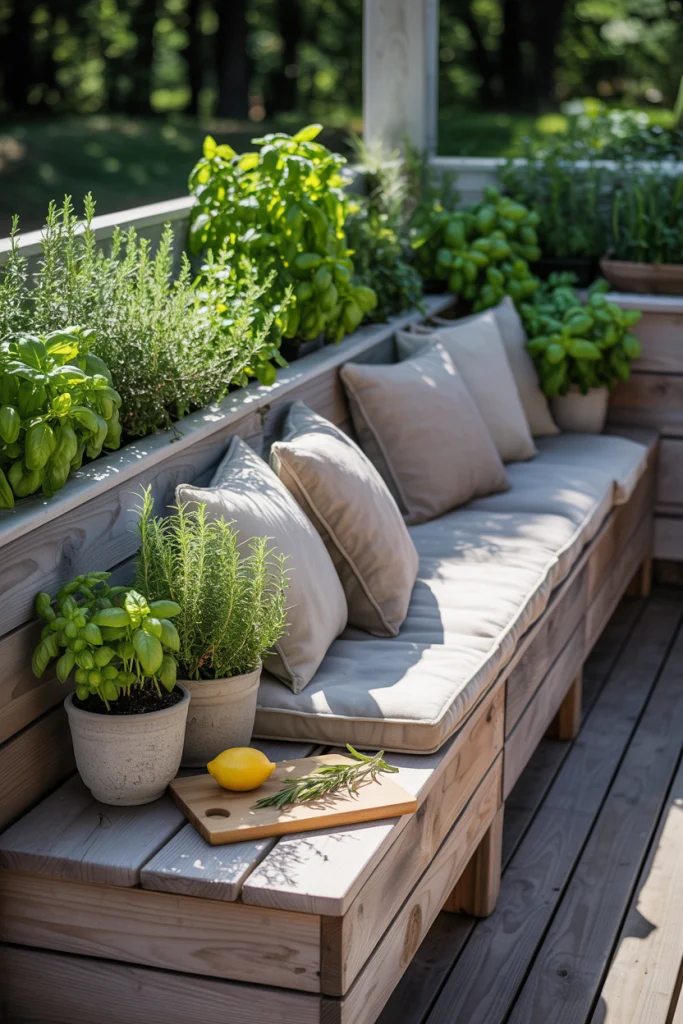 Integrated Kitchen Benches with Herb Planters