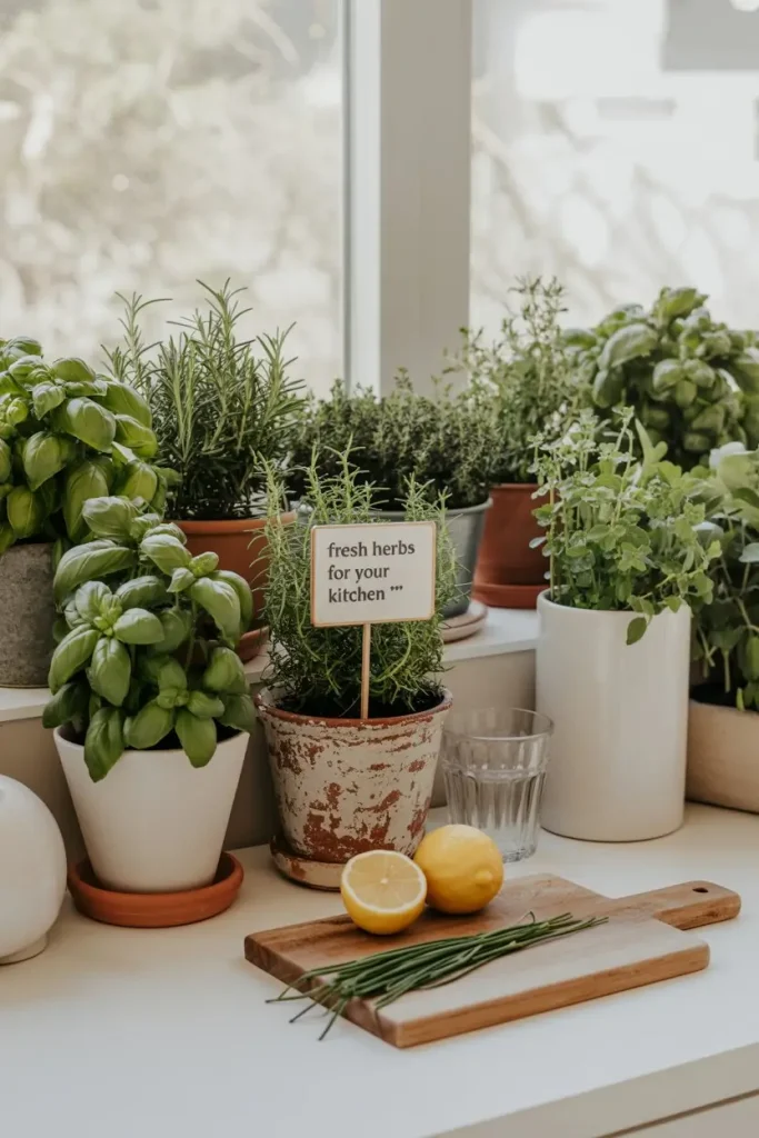 Kitchen Counters with Edible Greenery